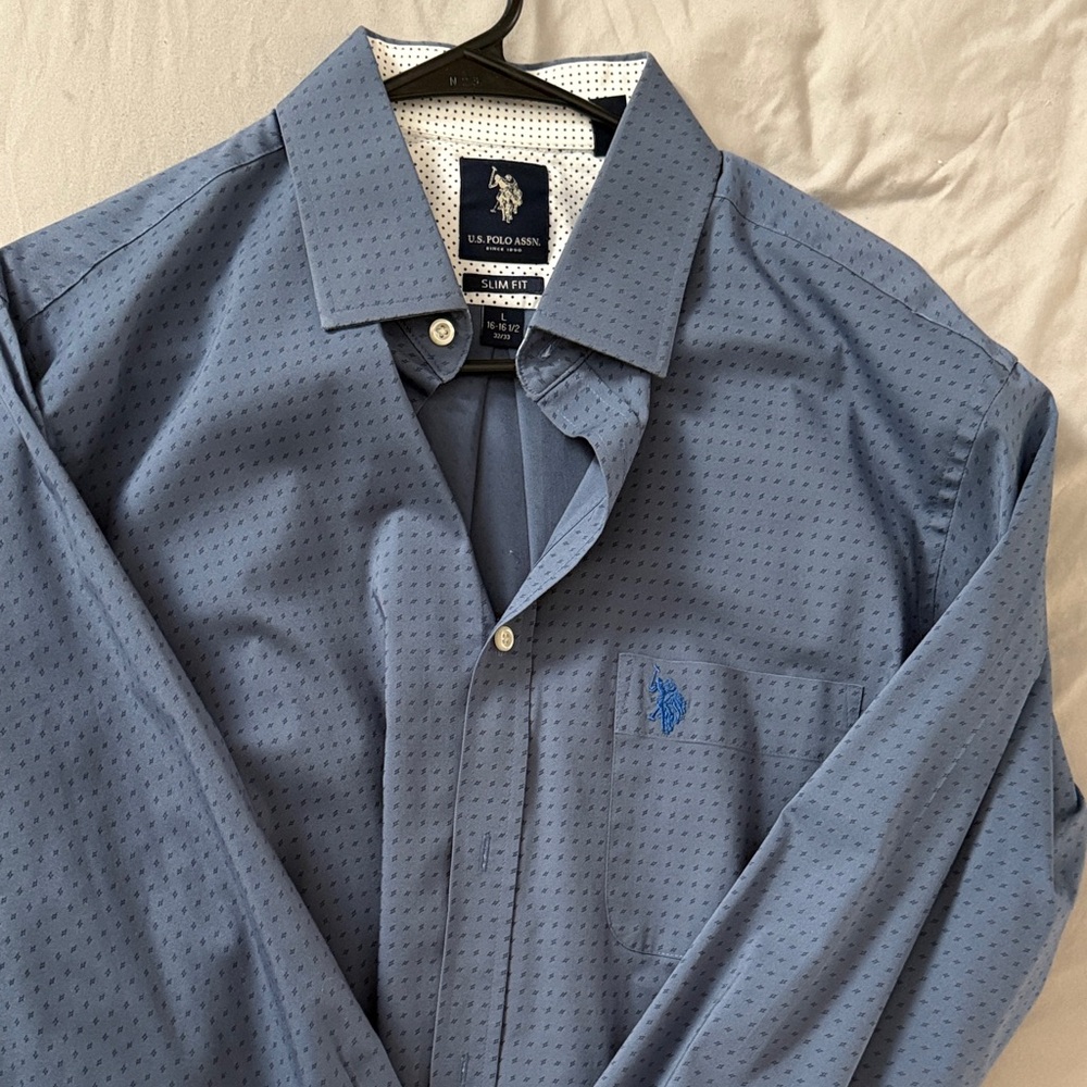 U.S. Polo Assn. Men's Perforated Blue Dress Shirt